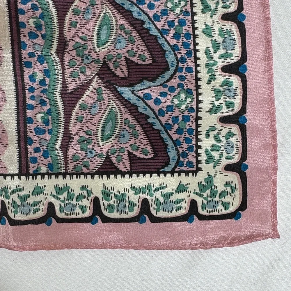 Pink and Blue Silk Paisley Scarf